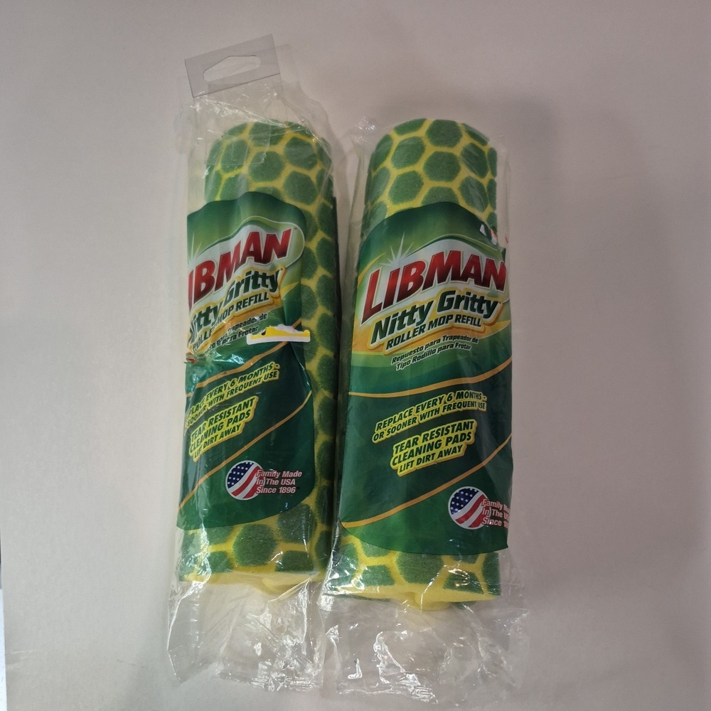 Libman‎ NITTY GRITTY NEW ~ Lot of 2 ~Tear Resistant Sponge Roller Mop Refills